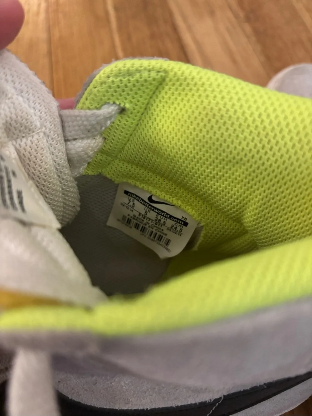 Nike High-Top Sneakers in Light Gray with Neon Yellow Lining